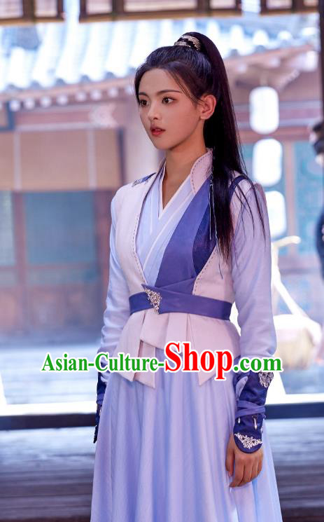 Drama Chong Zi Yang Chao Yue Clothing China Ancient Female Swordsman Purple Costumes