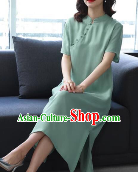 Oversize Green Dress China Classic Qipao Traditional Cheongsam Clothing
