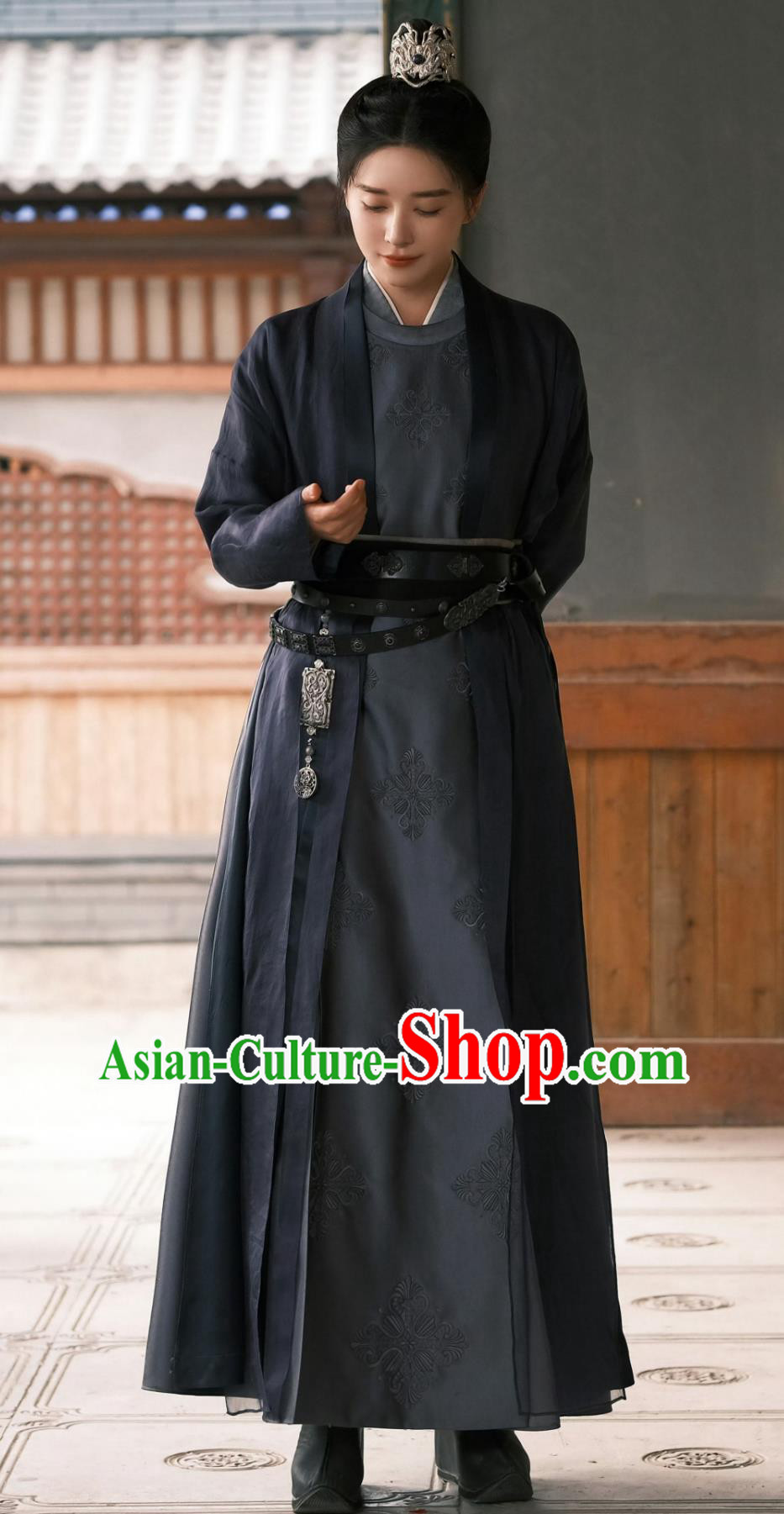 Traditional Chinese Tang Dynasty Hanfu TV Series Drama Go East Heroine Yuchi Hua Costume Ancient China Swordswoman Black Clothing