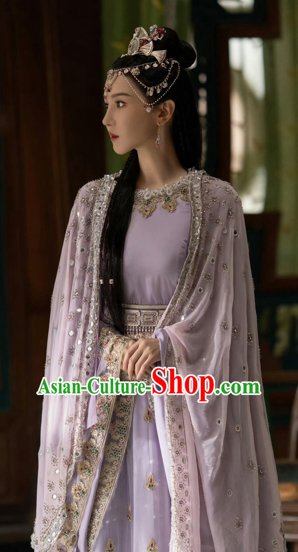 Ancient China Court Woman Clothing Traditional Chinese Western Regions Princess Clothing TV Series Drama Go East Ashi Lan Violet Dress