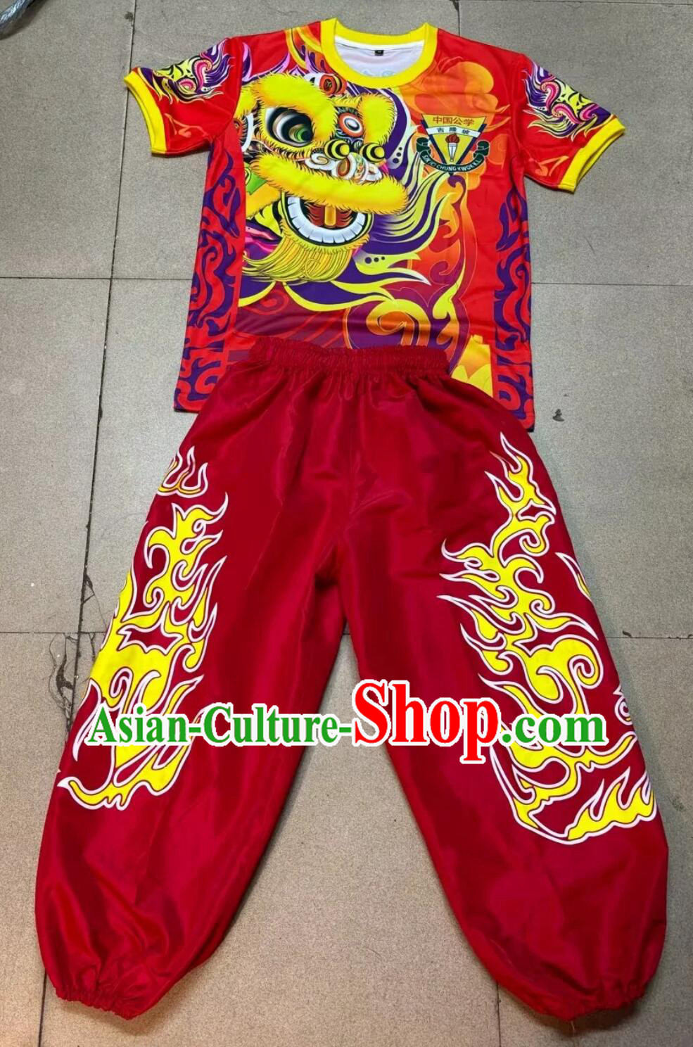 China Festival Performance Red Outfit Professional Lion Dance Uniform Chinese Lion Dance Team Clothing