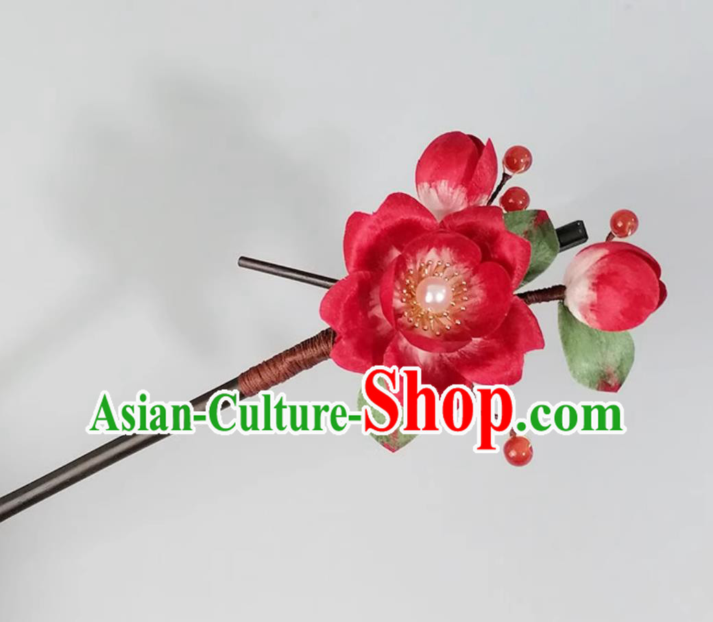 Handmade Intangible Cultural Heritage Silk Flower Hairpin China Cheongsam Hair Accessories Traditional Hanfu Headpiece