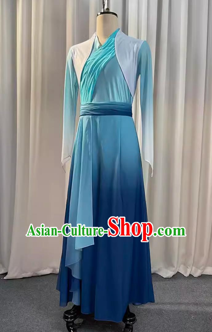 Chinese Classical Dance Costume Traditional Stage Performance Clothing China Opening Dance Male Blue Outfit