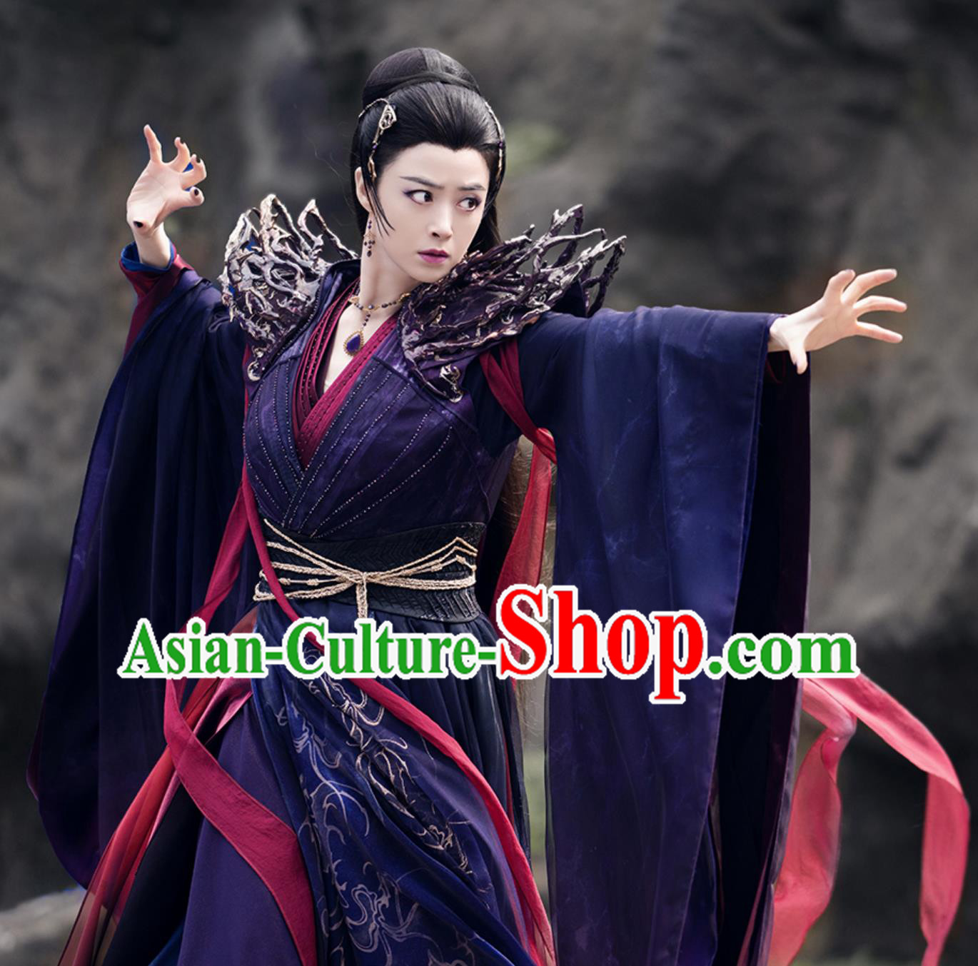 TV Series Drama Burning Flames High Priest Xinyue Kui Costume Ancient China Swordswoman Clothing Traditional Chinese Purple Hanfu Dress