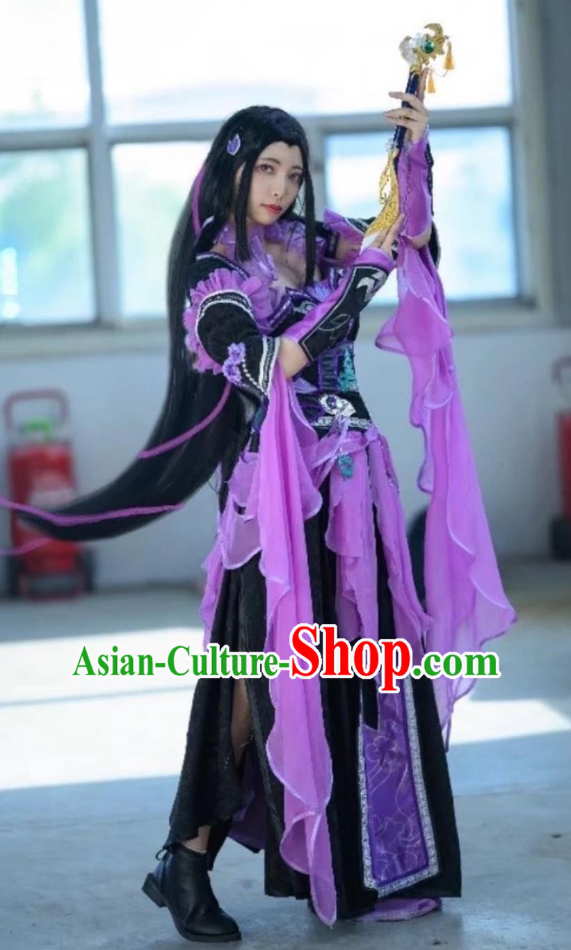 Ancient Chinese Heroine Costume China Online Game Sword Heroes Fate Cosplay Wanhua Valley Young Woman Dress