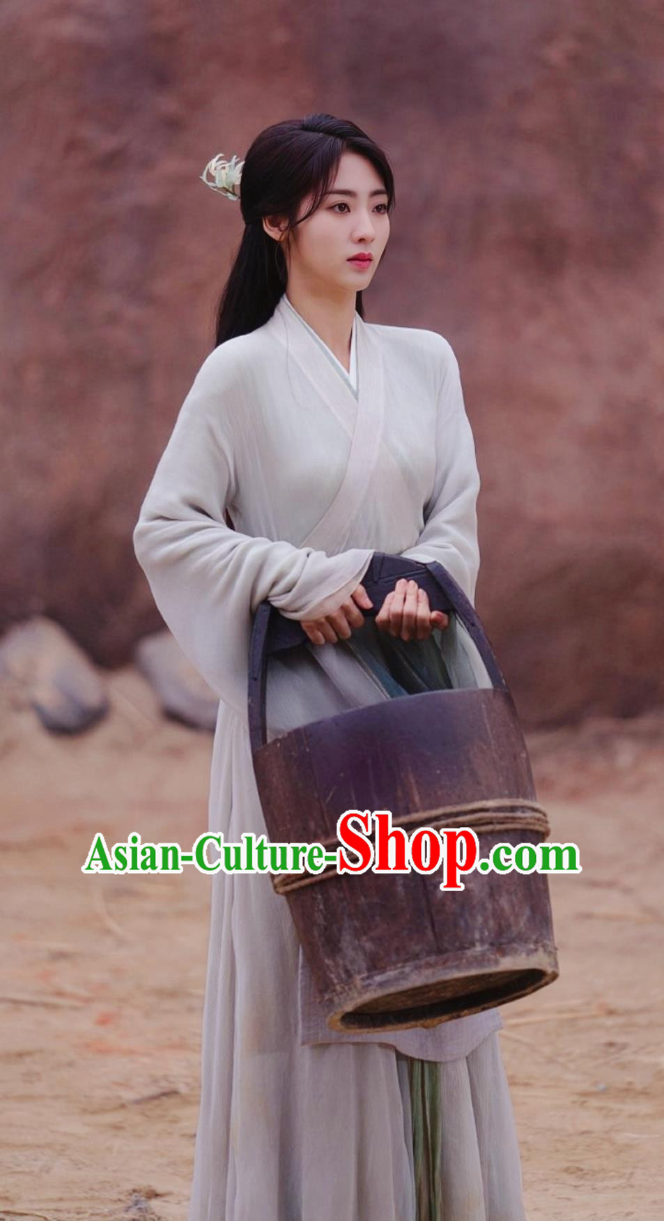 Ancient China Swordswoman Grey Dress Traditional Chinese Female Hanfu TV Series Drama Burning Flames Heroine Bai Cai Costume