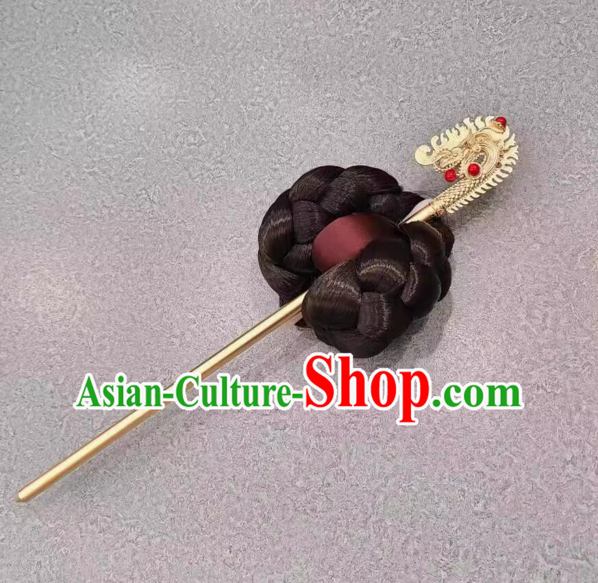 Korea Stage Performance Golden Dragon Hair Jewelry Korean Court Queen Hairpin Traditional Wedding Bride Binyeo Headpiece