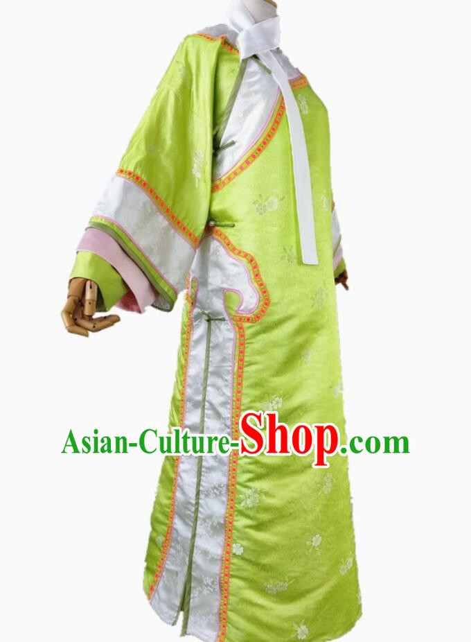 Ancient China Imperial Consort Clothing Chinese Traditional Palace Lady Green Dress Qing Dynasty Empress Costume