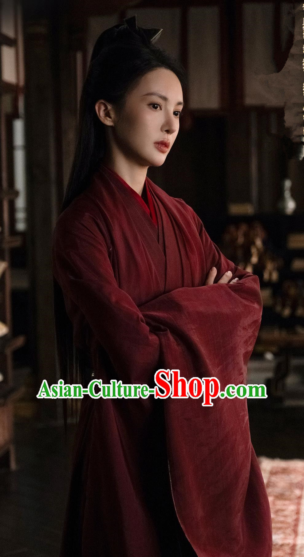 TV Series Qing Yu Nian Female Warrior Ye Ling Er Costume Ancient China Swordswoman Clothing Traditional Chinese Dark Red Hanfu Dress