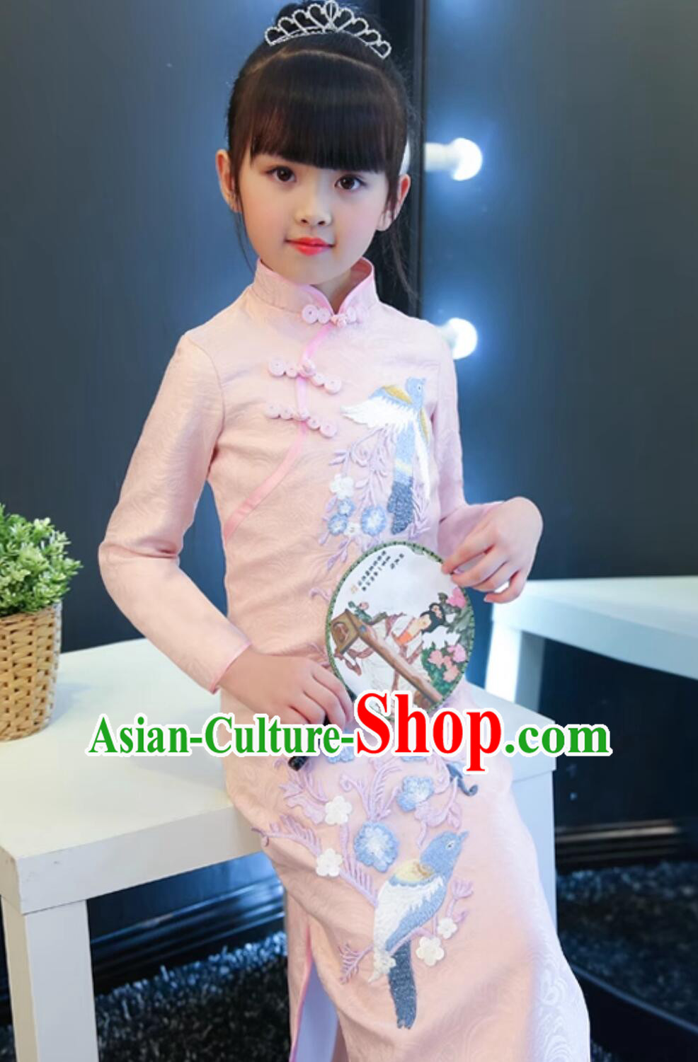 Traditional Chinese Clothing China Modern Qipao Stage Dance Cheongsam Embroidered Pink Dress