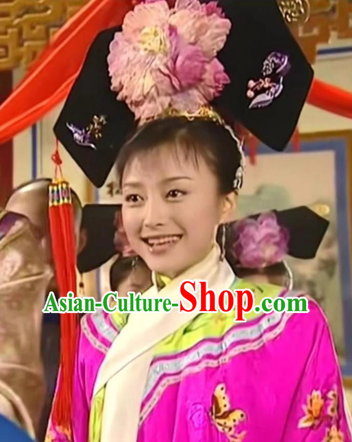 Ancient China Empress Qi Headgear TV Drama My Fair Princess Zhi Hua Grand Headpiece Traditional Chinese Qing Dynasty Manchu Woman Hat