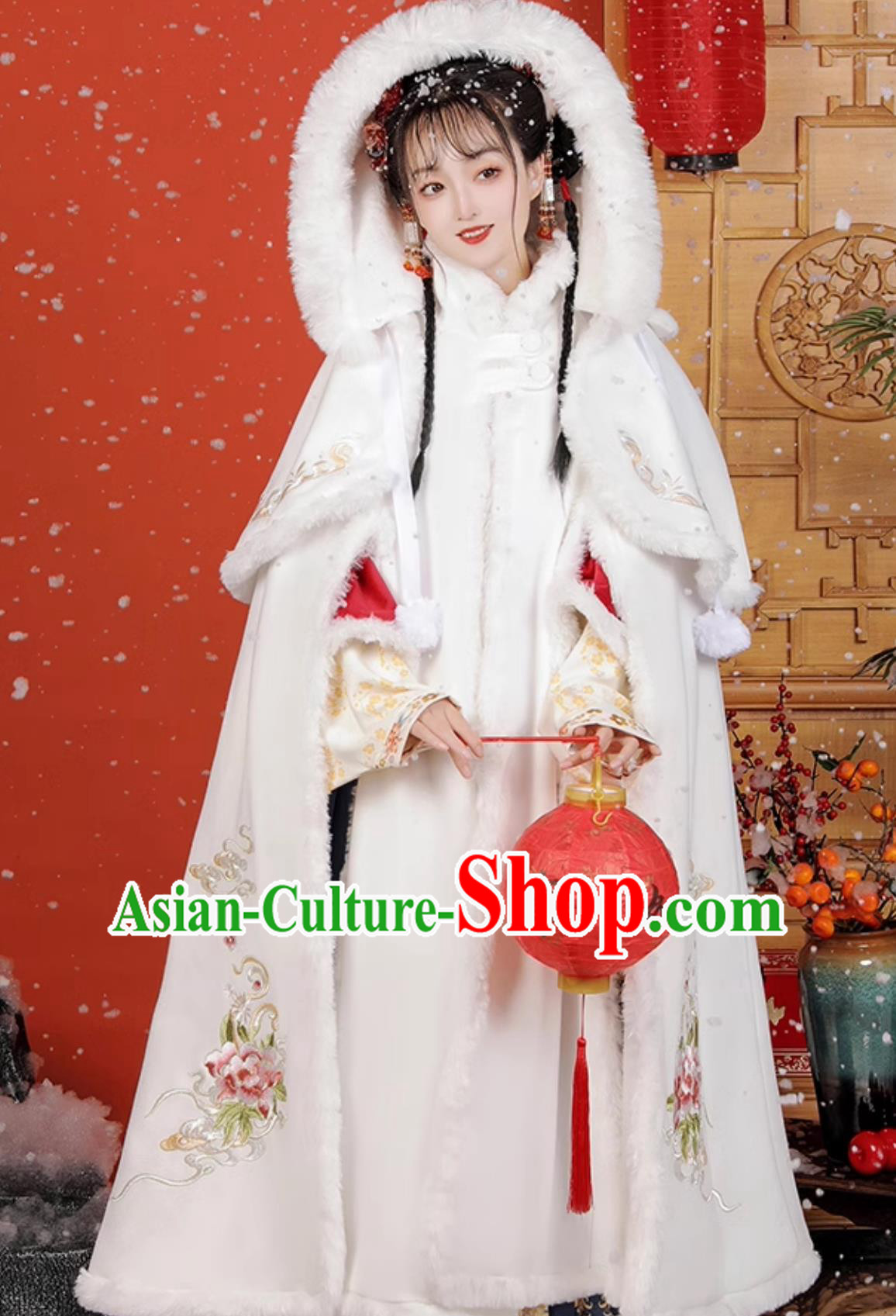 Ancient China Noble Lady Costume Traditional Chinese Hanfu Cape Embroidered Clothing Ming Dynasty Princess White Cloak