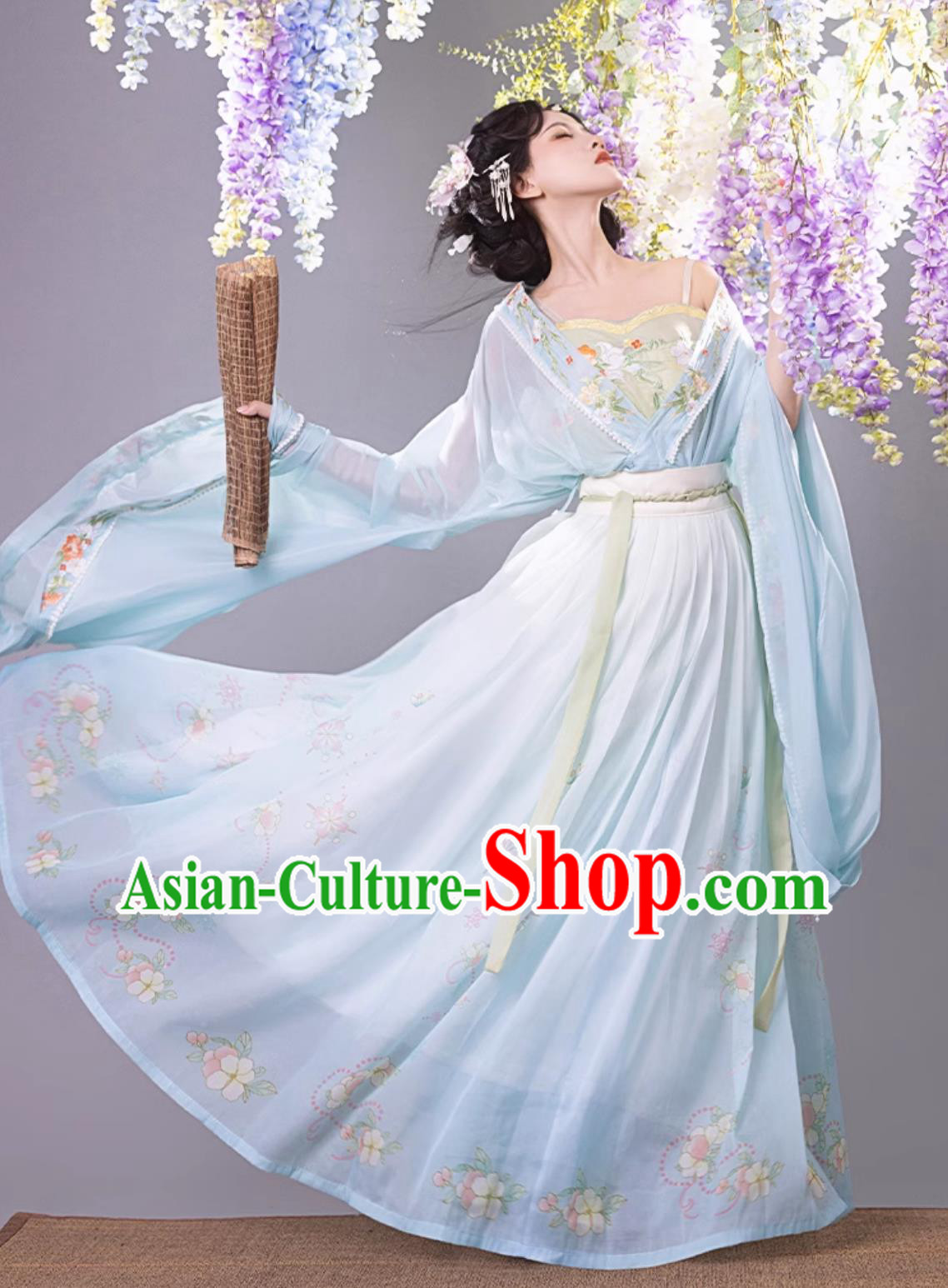 Chinese Traditional Blue Hanfu Dress Jin Dynasty Princess Embroidered Clothing Ancient China Fairy Costume