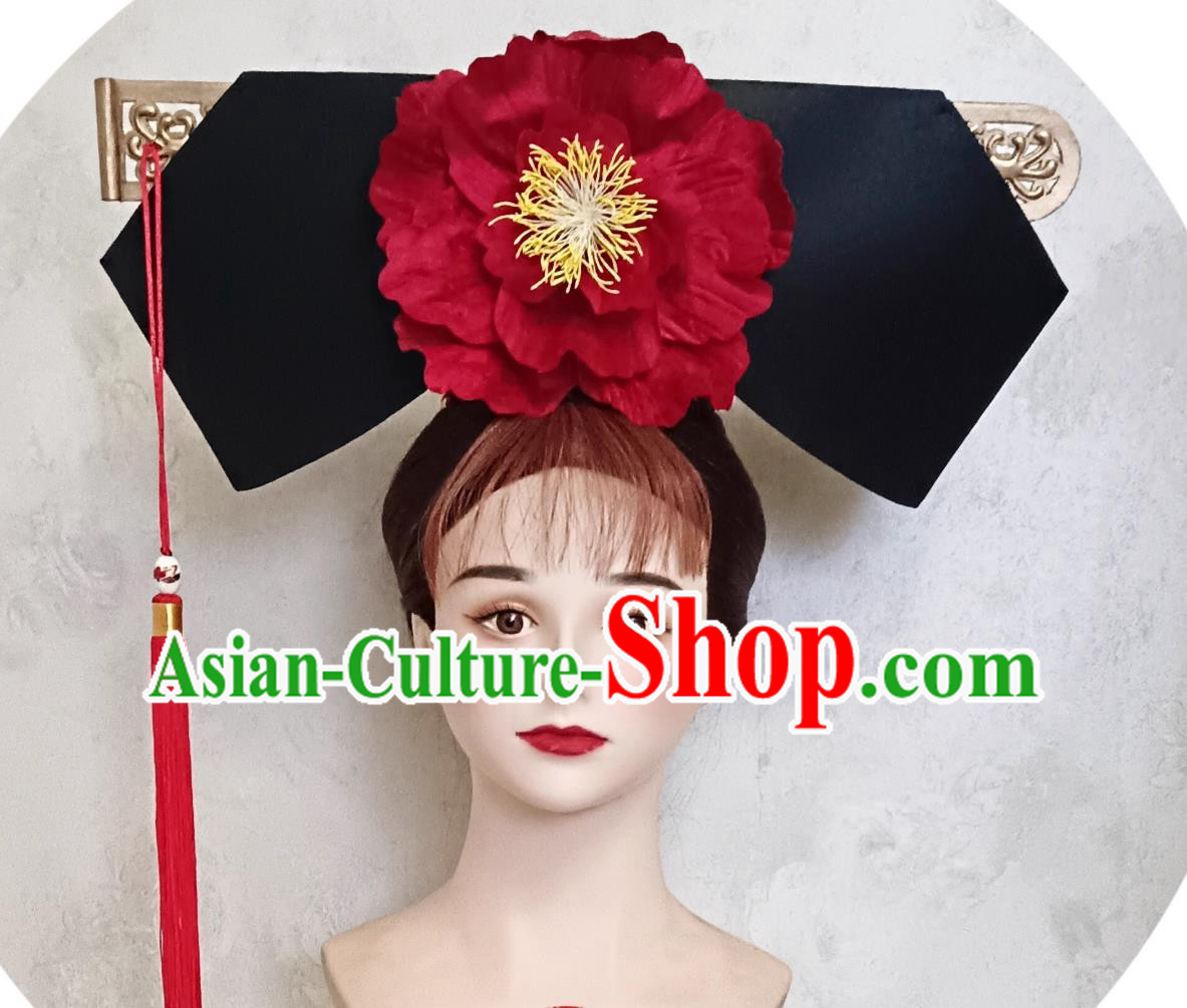 Traditional Chinese Headdress China Qing Dynasty Court Woman Hat Princess Pearl Zi Wei Headgear