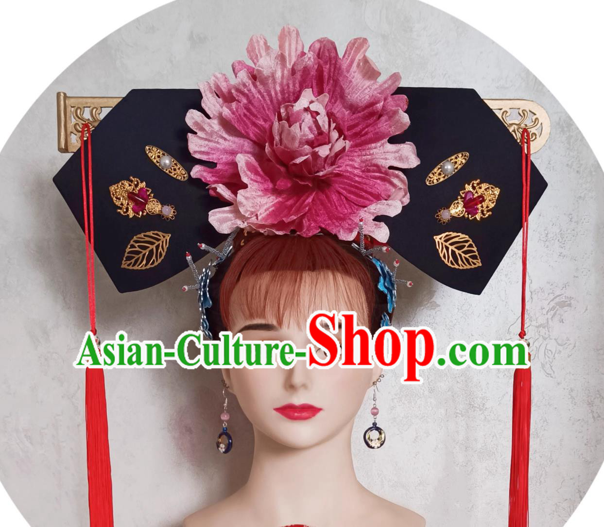 China Qing Dynasty Palace Lady Hat Traditional Chinese Manchu Woman Headdress TV Series Princess Pearl Xia Zi Wei Headgear