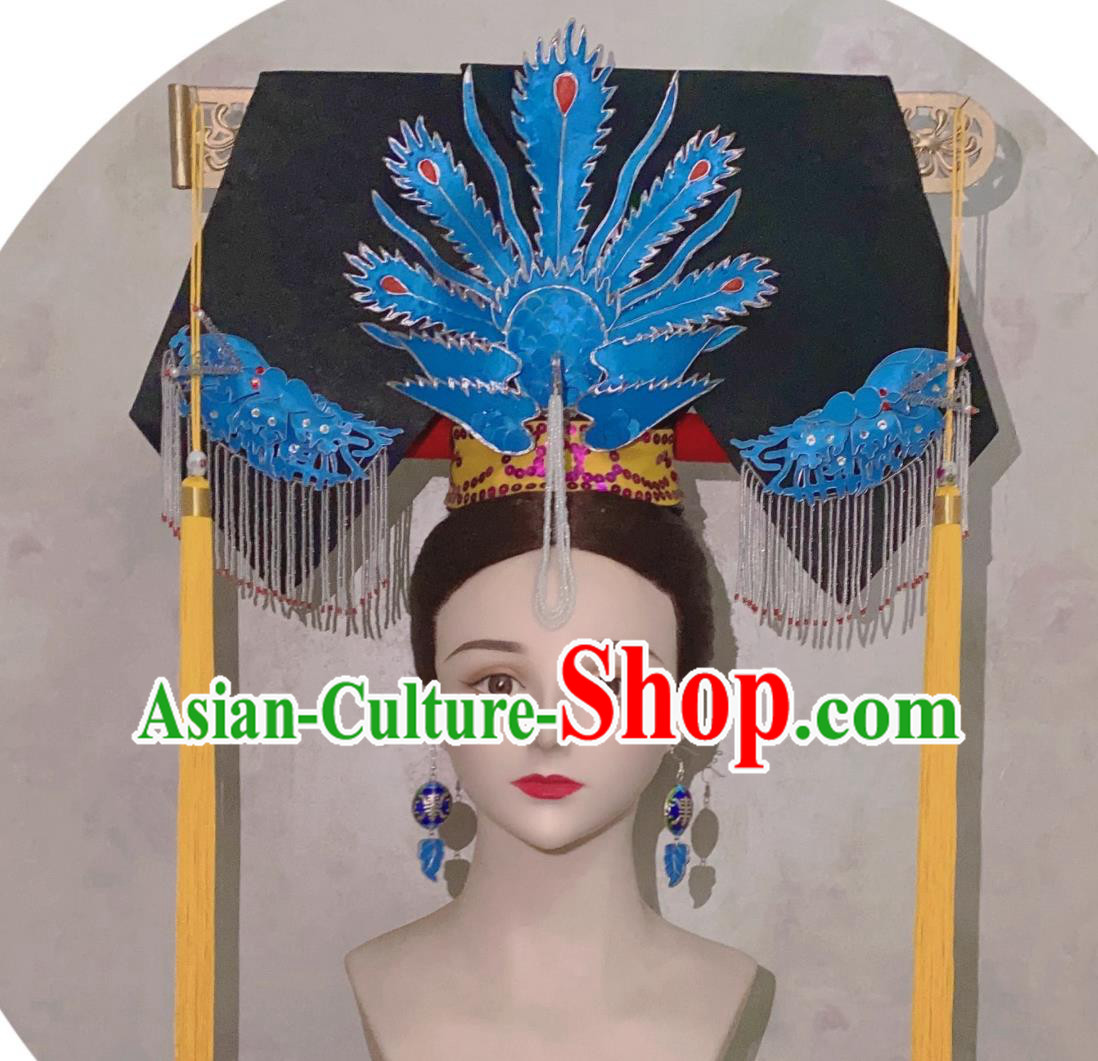 China Qing Dynasty Empress Dowager Phoenix Hat Traditional Chinese Manchu Woman Headdress TV Series Princess Pearl Queen Mother Headgear