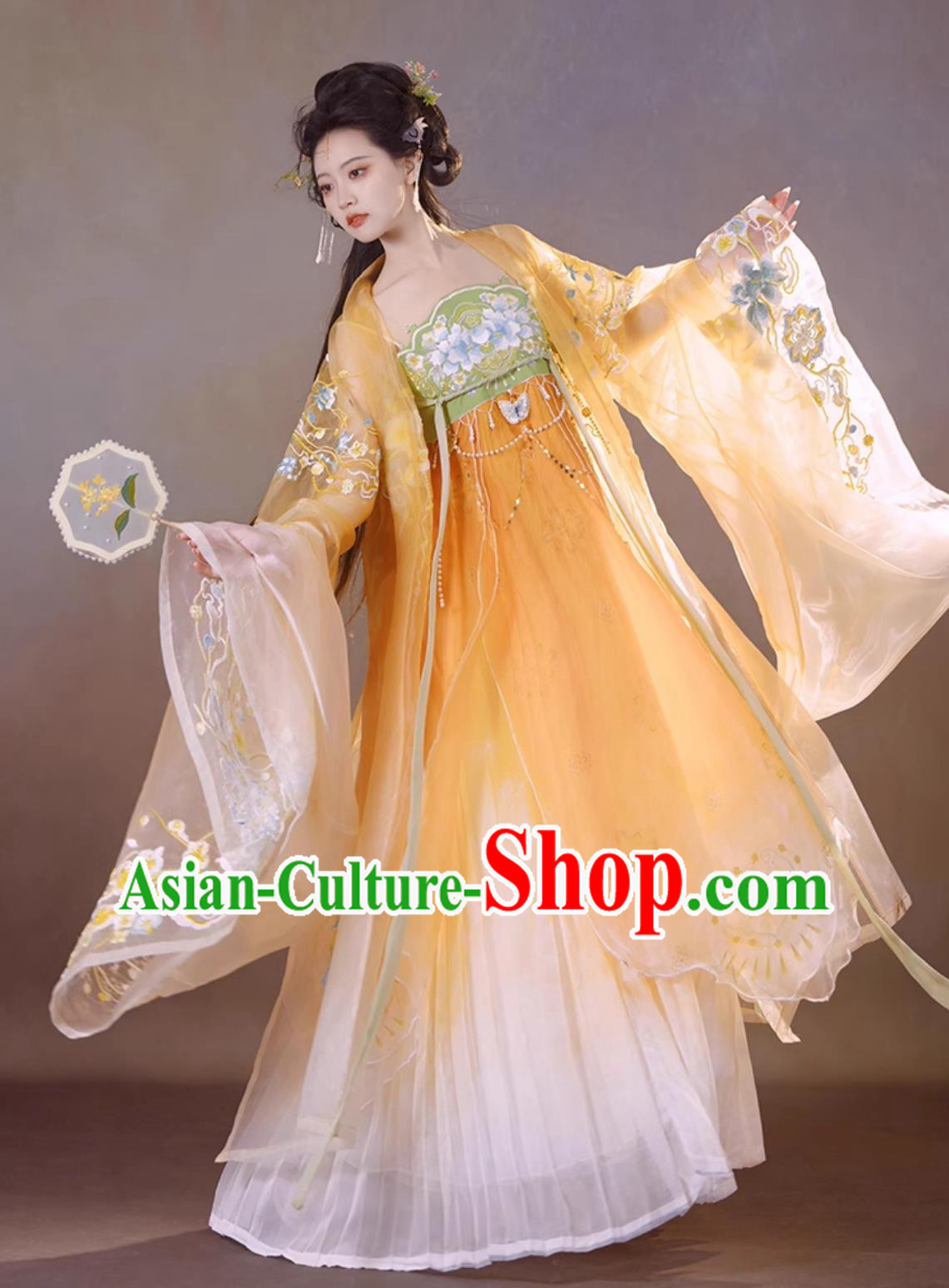 Traditional Orange Hanfu Dress Chinese Tang Dynasty Princess Clothing Ancient China Fairy Costume