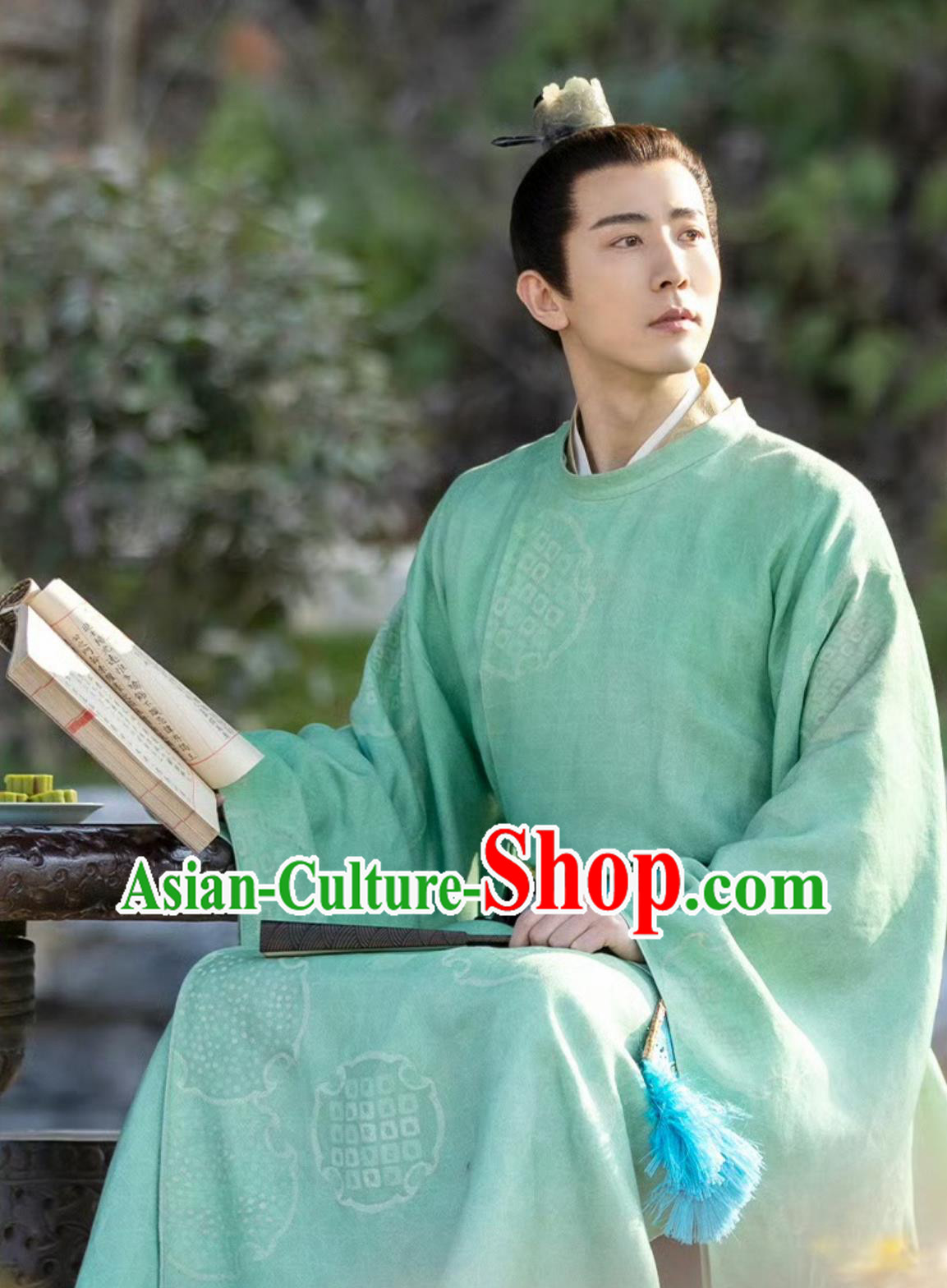 Traditional Chinese Xianxia Drama Green Hanfu TV Series Sword and Fairy Scholar Liu Jin Yuan Costume Ancient China Young Childe Clothing