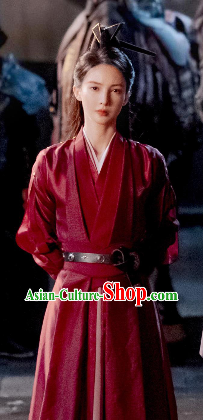 TV Series Qing Yu Nian Heroine Ye Ling Er Costume Ancient China Swordswoman Clothing Traditional Chinese Hanfu Red Dress