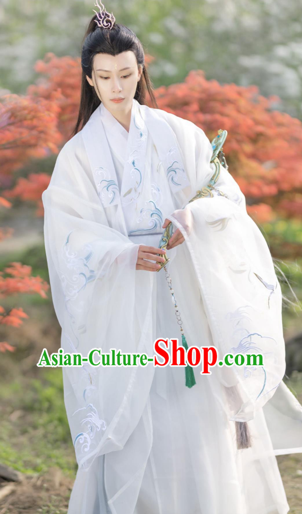 Ancient China Young Scholar Costume Chinese Ming Dynasty Prince Embroidered Clothing Traditional Hanfu White Robe
