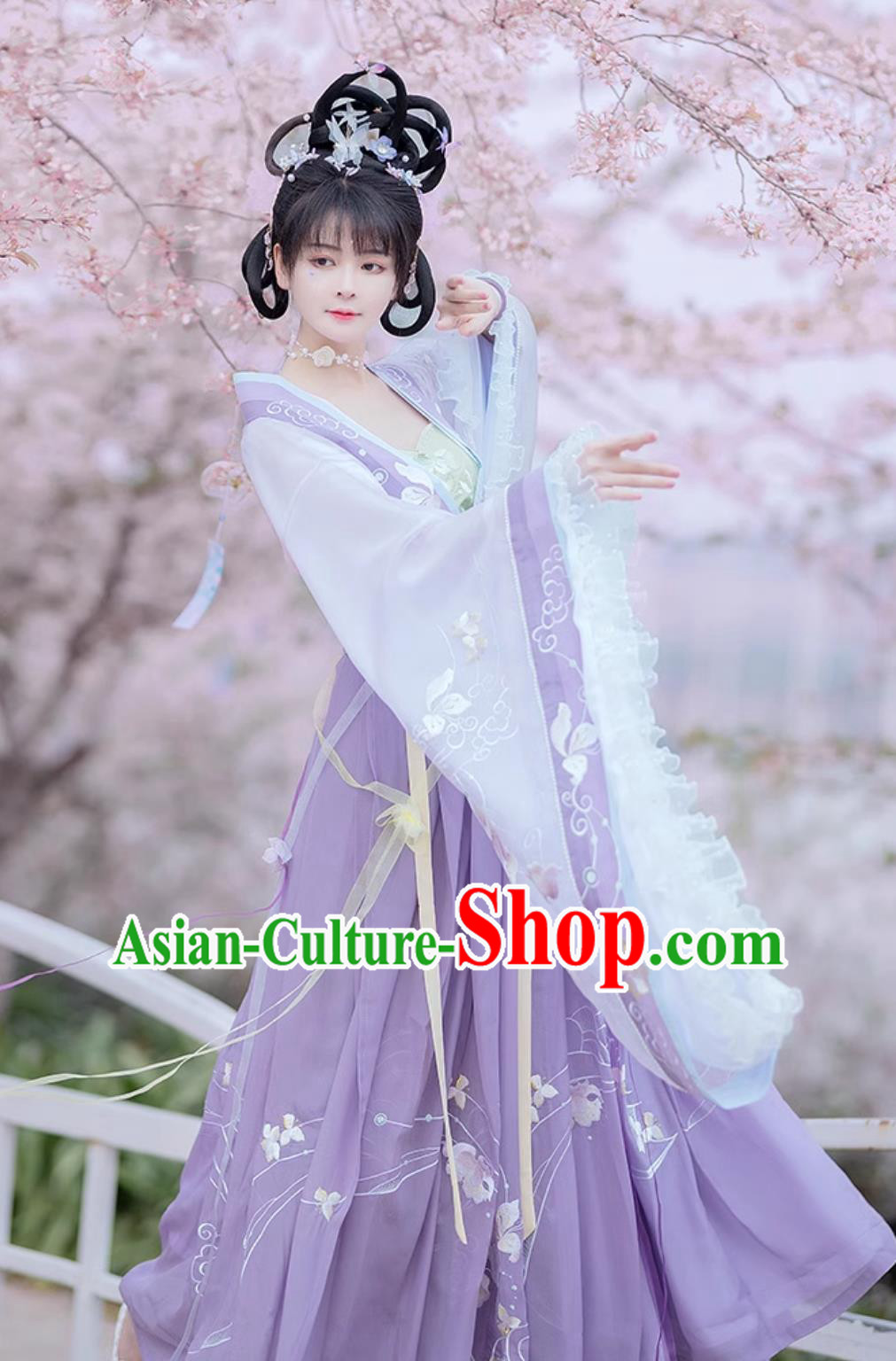 Traditional Chinese Purple Hanfu Dress Ancient China Flower Fairy Costume Jin Dynasty Princess Embroidered Clothing