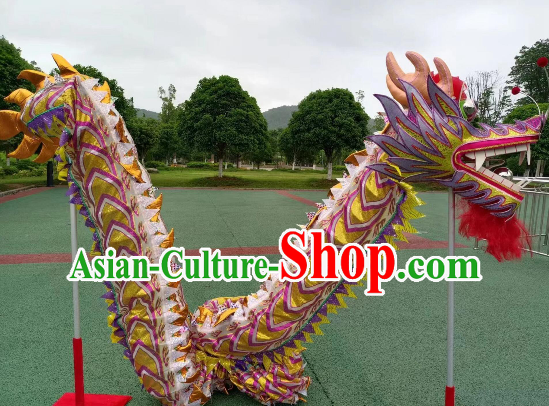New Year Parade Dragon Dance Costume Handmade Purple Dragon Dance Equipment Chinese Traditional Net Dragon Dancing Props