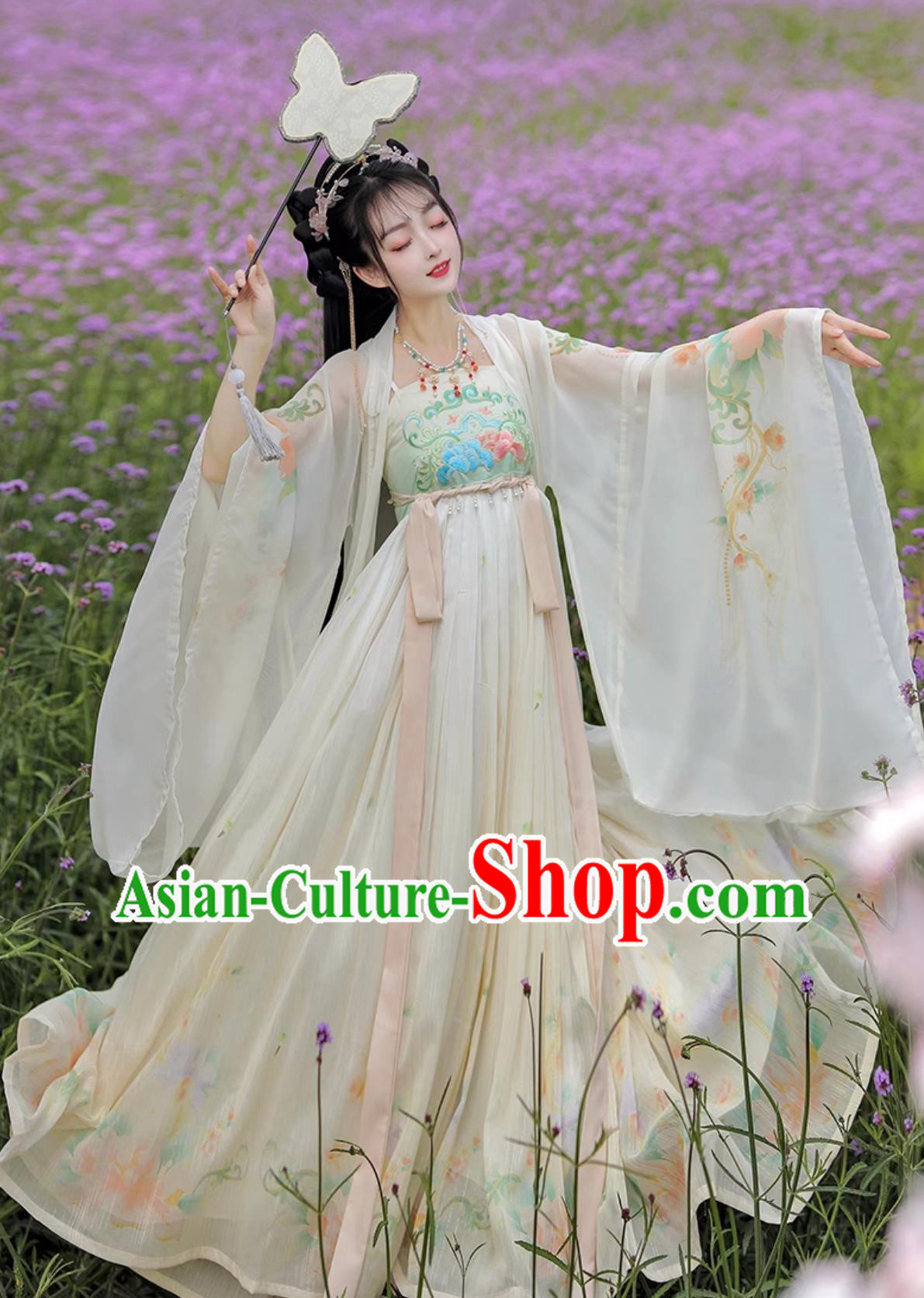 Chinese Tang Dynasty Young Lady Costume Ancient China Palace Princess Clothing Traditional Beige Hanfu Hezi Dress