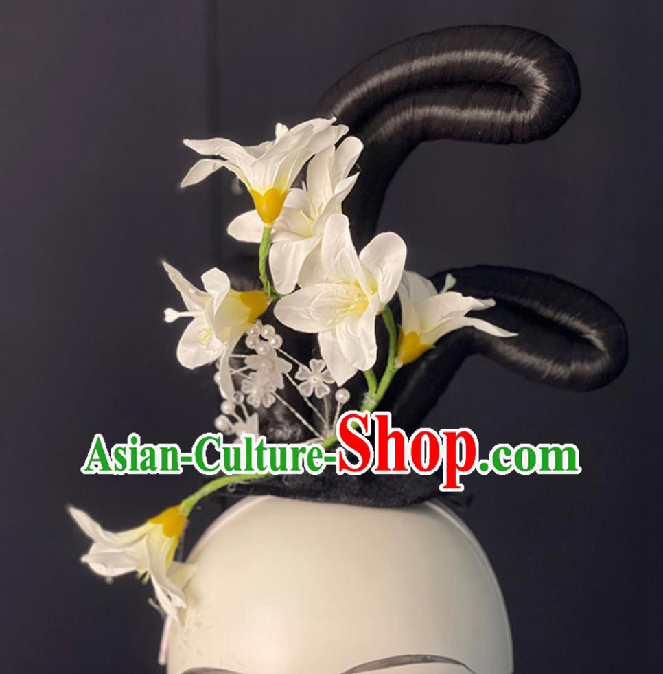 Handmade Hanfu Dance Wig Chignon Zui Qing Bo Tang Dance Hair Jewelries Chinese Classical Dance Headpieces