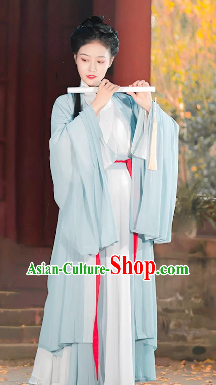 Traditional Blue Hanfu Dresses Ancient China Swordswoman Costume Chinese Jin Dynasty Clothing
