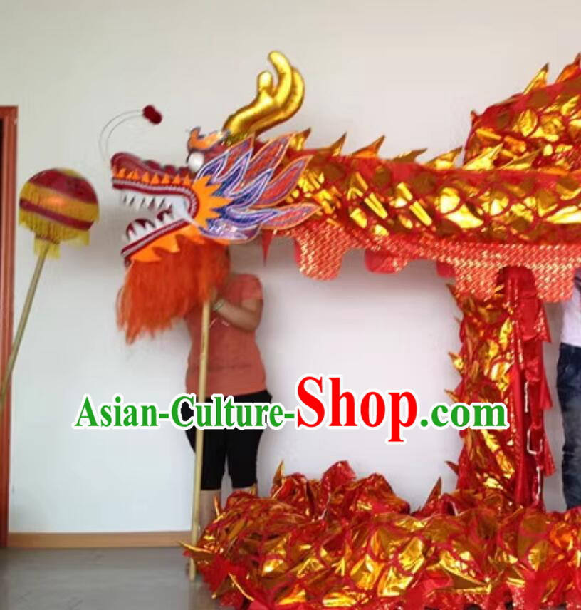 Handmade Chinese New Year Performance Gold Stamping Dragon Dance Costumes Complete Set for Three People