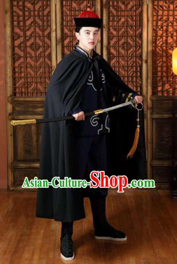 Chinese Qing Dynasty Soldier Clothing Ancient China Warrior Costume Traditional Northern Navy Outfit