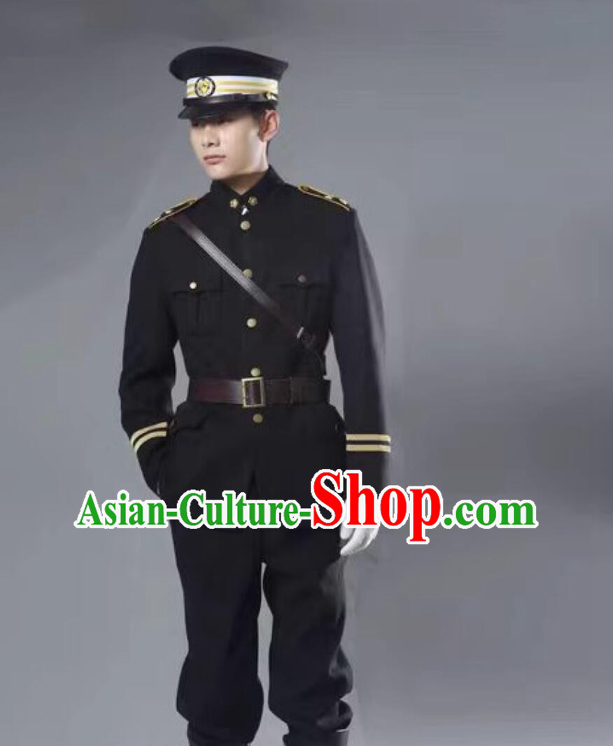 Northern Warlords Military Uniform the Republic of China Army Costume Cosplay Black Suit