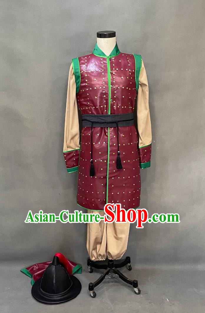 Ancient China Warrior Clothing Traditional Leather Armor Chinese Ming Dynasty Soldier Costume