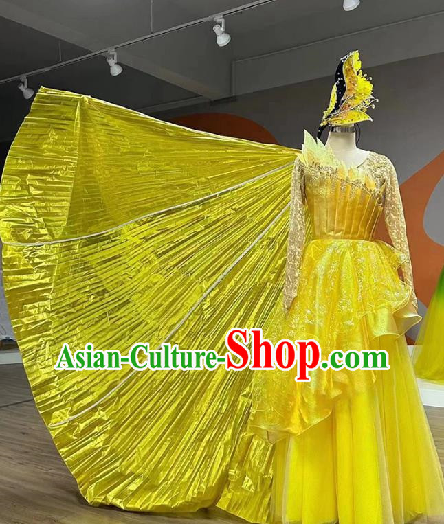 Opening Dance Swing Skirt Dance Costume Party Stage Dress Yellow