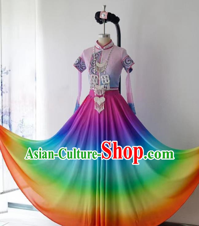 China Ethnic Mongolian Dance Costumes Uyghur Stage Performance Costumes