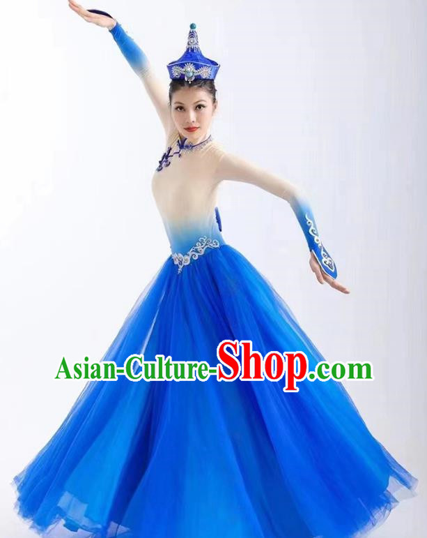 Mongolian Dance Costumes The Splendor Of Life China Ethnic Style Stage Costumes Large Swing Skirts Art Test Costumes