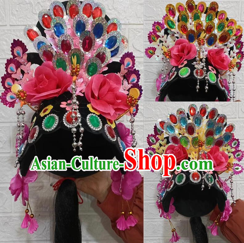 Chinese Yangko Big Headdress Ethnic Square Dance Headdress Drama Opera Film And Television Huadan Dance Headdress Flower Headdress