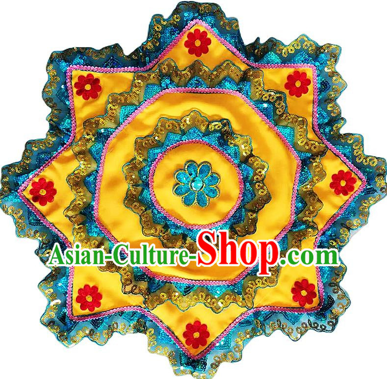 Blue Edged Yellow Handkerchief Flower Dance Two Person Handkerchief Dance Square Dance Special Northeastern Chinese Yangko Octagonal Scarf