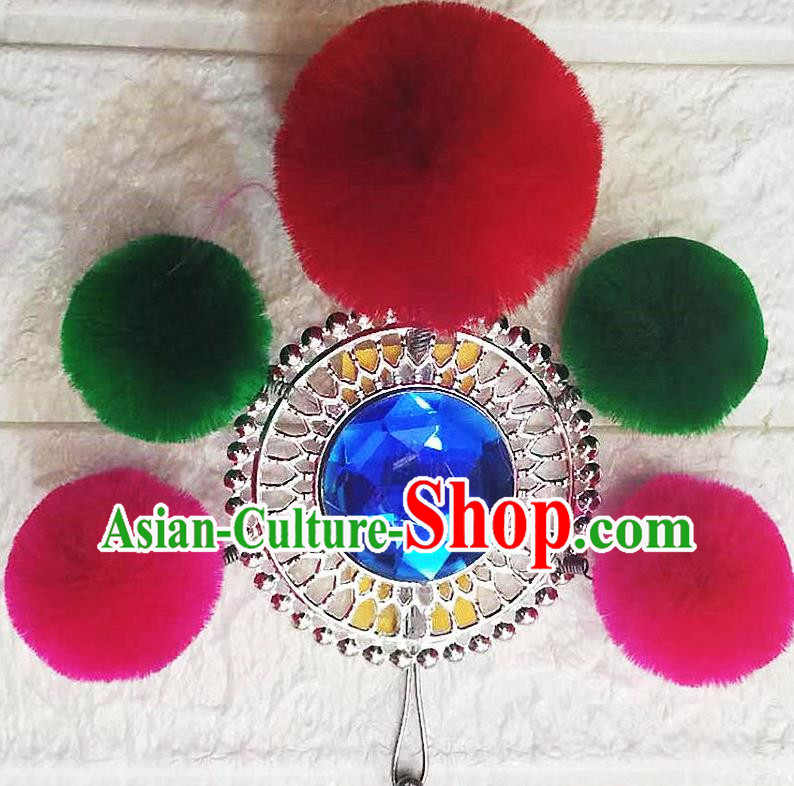 Drama Opera Chinese Yangko Dance Performance Face Card Hero Brave Boy Hat Accessories Pompom Face Card Chinese Yangko Performance