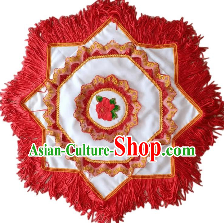 Red Tassel Handkerchief Flower Dance Two Person Handkerchief Dance Square Dance Special Northeastern Twisted Chinese Yangko Octagonal Scarf For Grade Examination