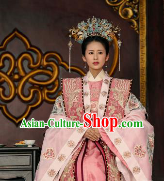 Chinese Historical TV Series The Imperial Age Ming Dynasty Empress Xu Miao Yun Costumes Chinese Ancient Court Woman Pink Dresses
