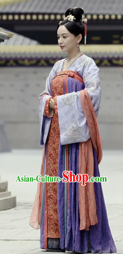 Chinese Ancient Tang Dynasty Imperial Consort Costume TV Series Weaving A Tale of Love Empress Wu Mei Niang Hanfu Dresses