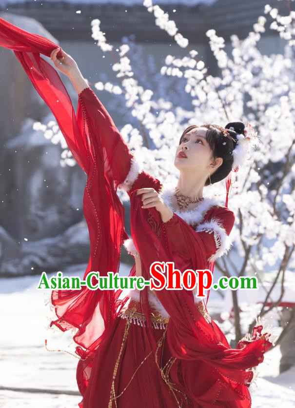 Chinese Ancient Noble Lady Costume TV Series Royal Rumours Hua Liu Li Red Dance Dresses