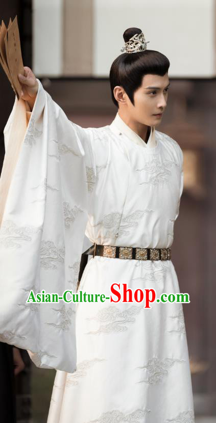 TV Series Royal Rumours Crown Prince Ji Yuan Su White Robes Chinese Ancient Tang Dynasty Royal King Costumes