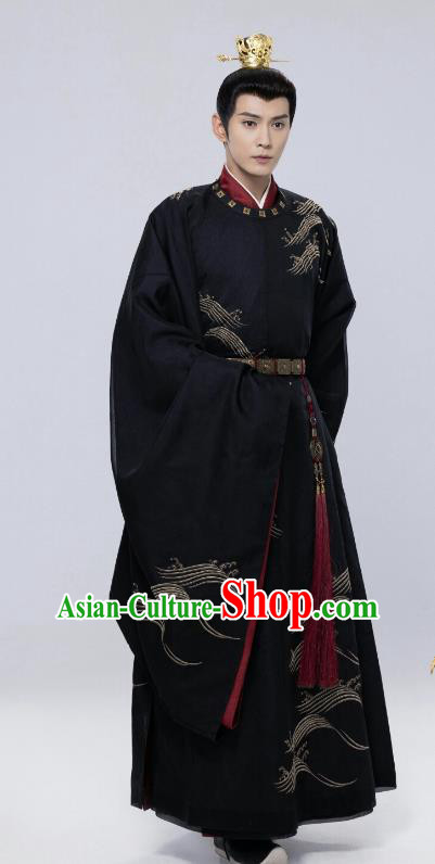 Romantic TV Series Royal Rumours Crown Prince Ji Yuan Su Black Robes Chinese Ancient Tang Dynasty Royal King Costumes