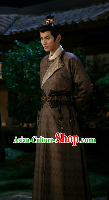 Chinese Ancient Tang Dynasty Swordsman Costume Romantic TV Series Royal Rumours Prince Ji Yuan Su Brown Robe