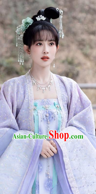 Romantic TV Series Royal Rumours Princess Hua Liu Li Purple Dress Chinese Ancient Tang Dynasty Young Lady Costume