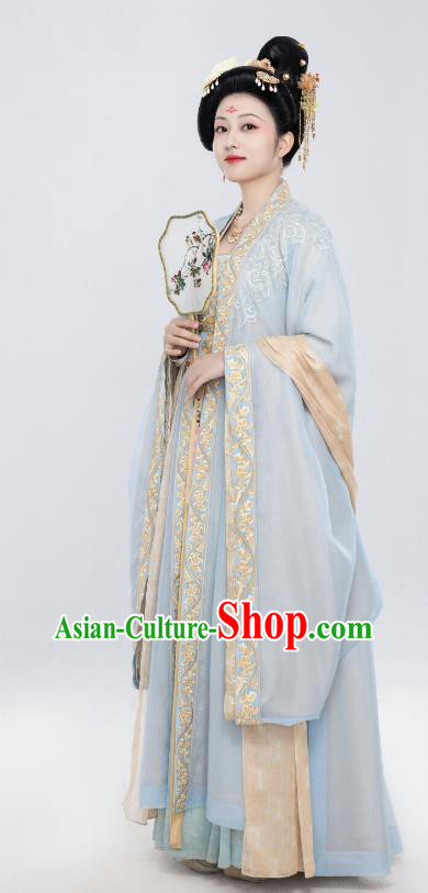 Chinese Romantic TV Series Royal Rumours Princess Tian Jia Min Blue Dresses Ancient Tang Dynasty Court Woman Costumes