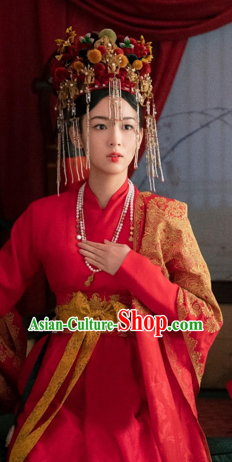 Chinese Song Dynasty Bride Hanfu Clothing TV Series Scent Of Time Ancient Mistress Hua Qian Wedding Dress