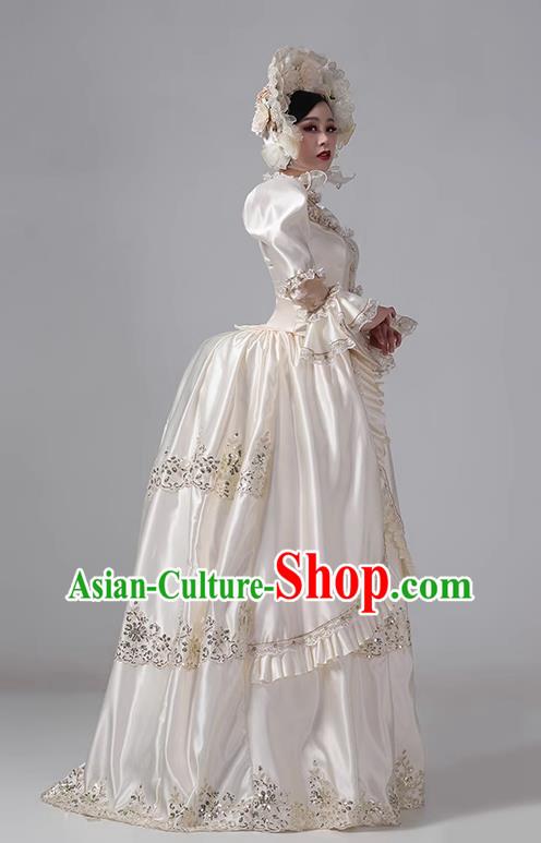 Champagne European Court Clothing British Medieval Victorian Retro Princess Classical Dress